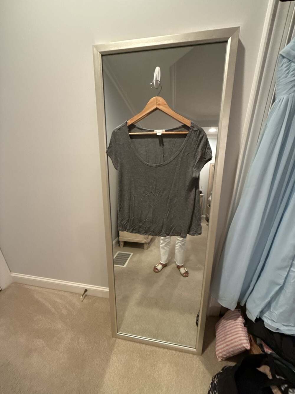 Bozzolo Gray Scoop Neck Short Sleeve Rayon Tee Shirt Medium
